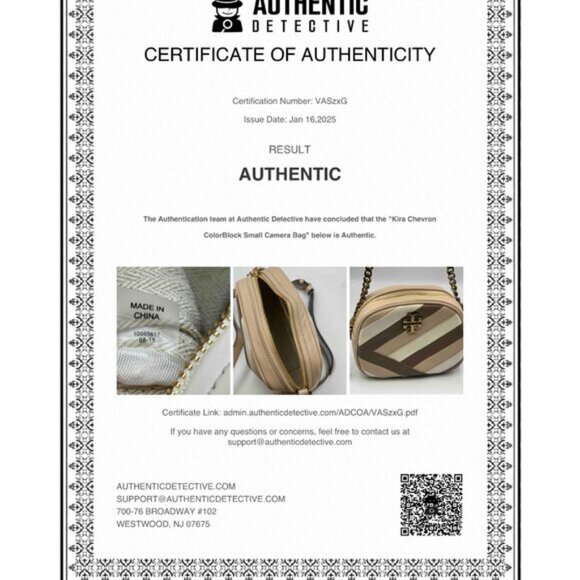 🆕 TORY BURCH 🧿 NWT Kira Chevron ColorBlock Small Camera Bag, Shellstone - AUTH - Picture 12 of 12